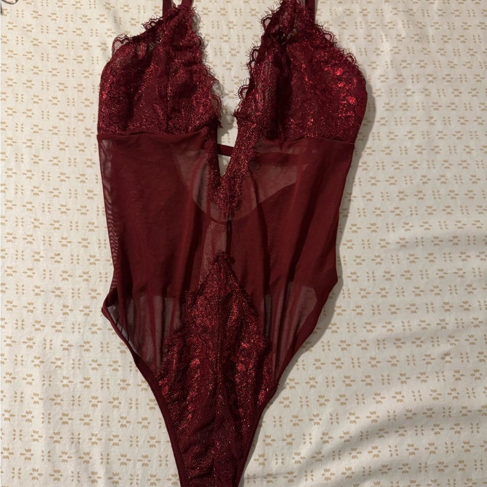 Forever 21 Burgundy Lace Bodysuit